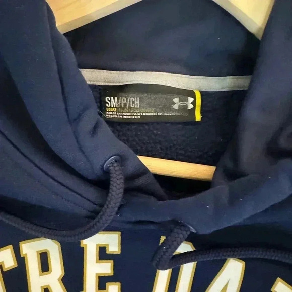 Men's Under Amor Notre Dame Hoodie Sweatshirt Size Small - Picture 3 of 3